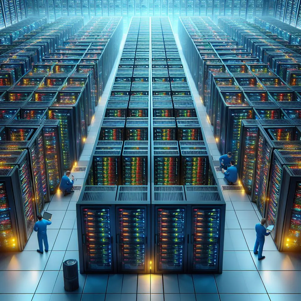Image showing Huge servers in data centers that is used in web hosting