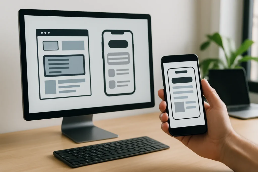 Vergelijking tussen PWA en native app op twee smartphones