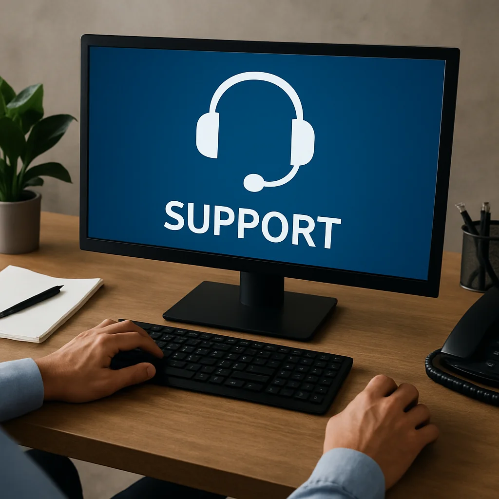 IT-support engineer monitort systeemdashboards in modern kantoor